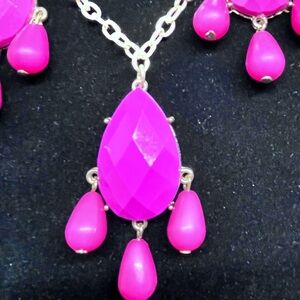 Handcrafted Beautiful Pink Necklace. 12” chain